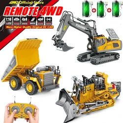 4WD Remote Control Excavator 4x4 Alloy Dump Truck Bulldozer Radio Model RC Car Construction Vehicle Toy Children Kids Gifts