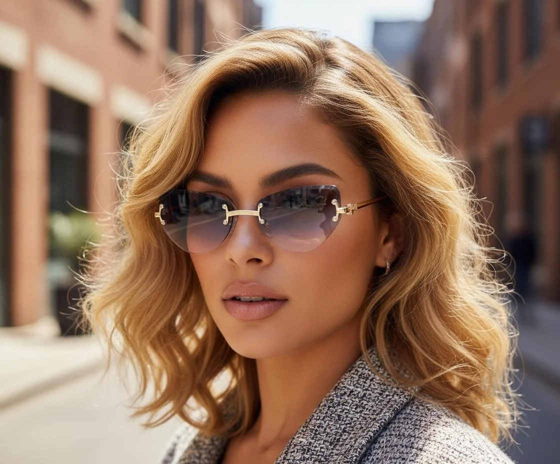 Neue Cat-Eye-Sonnenbrille mit Metallrahmen – Punk-Stil, trendig, stilvoll – perfekt für Frauen, das einen Sinn für Raffung ausstrahlt 90256