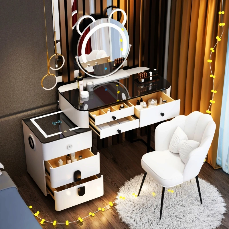 

Bedroom Luxury Dressing Table Led Light Girlsstorage Drawer Dressing Table Storage Makeup Toaletka Dla Dziewczynek Furniture Set