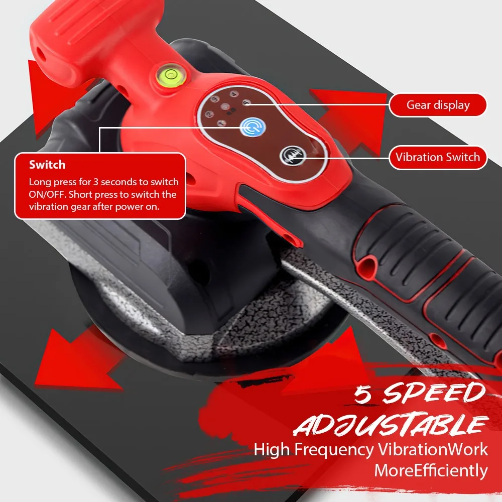 200 كجم آلة بلاط البلاط 5 التروس الكهربائية بلاط أرضيات الحائط يضع تهتز أداة جهاز رصف البلاط لبطارية 21 فولت