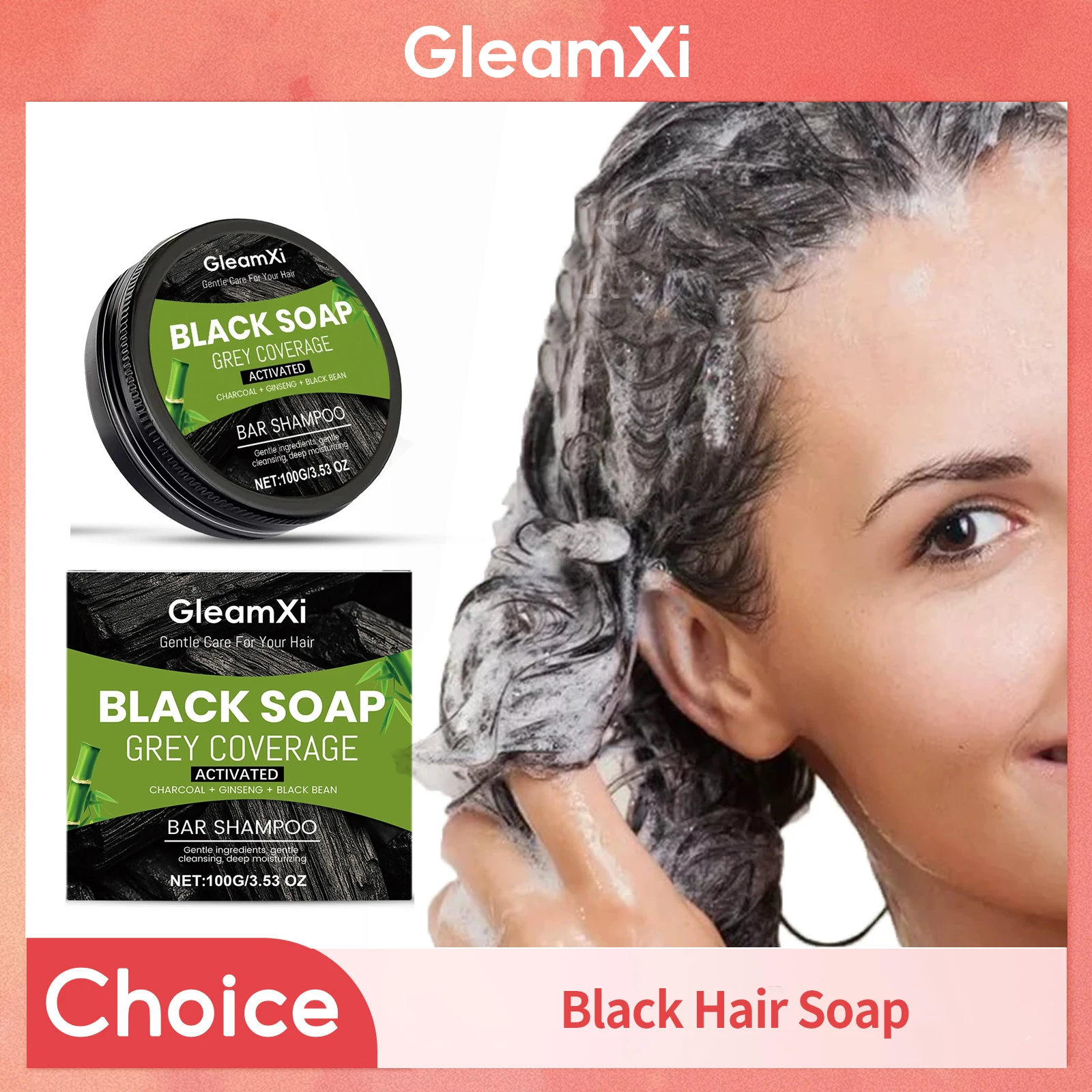 

Black Hair Soap Repair Gray White Hair Color Cleaning Scalp Strengthen Hair Roots Remove Dandruff Hair Darkening Shampoo Bar