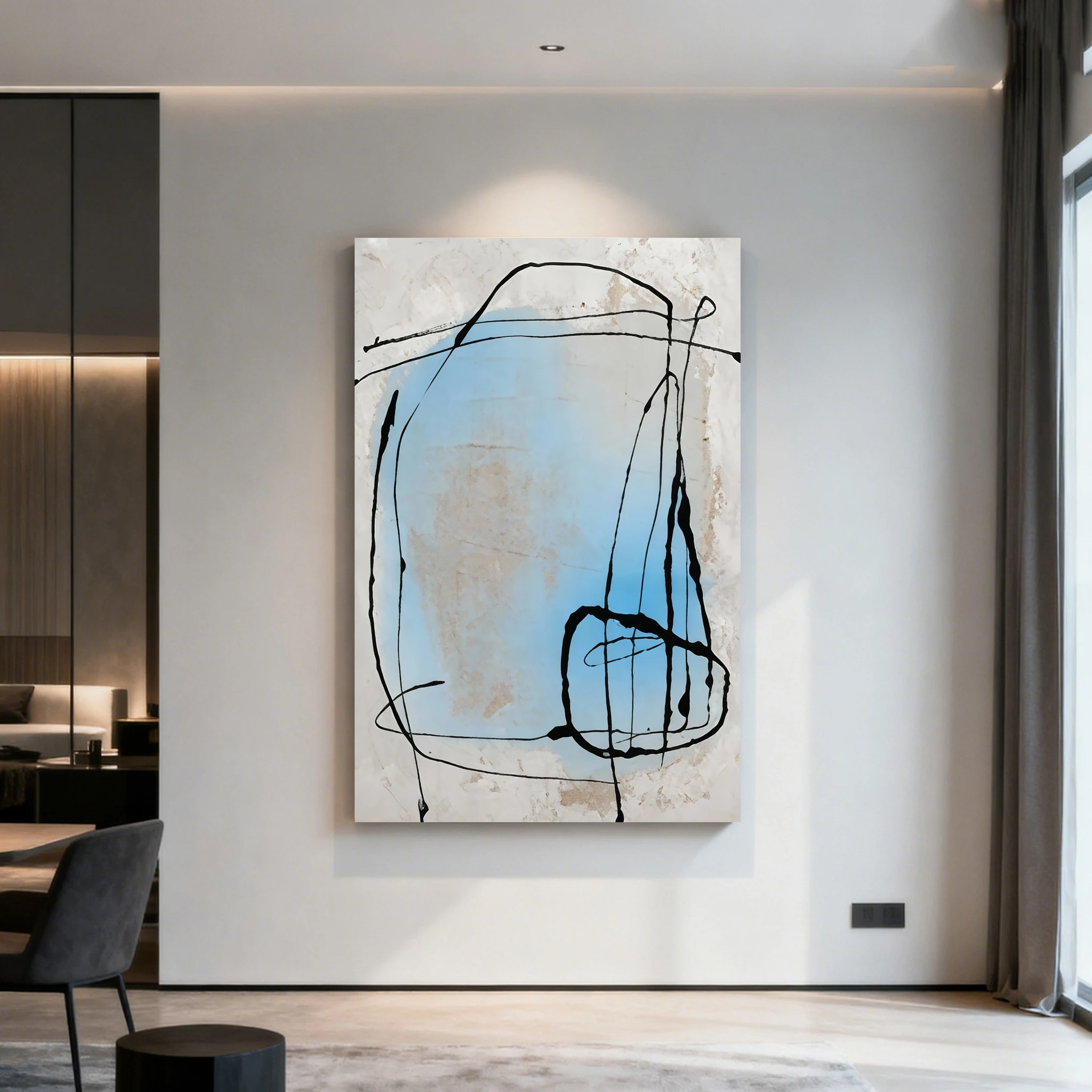 Mhemyo Abstract Expressionism Hand Painted Style Decorative Painting Layered paint Wall Art Perfect for Decorating Living Rooms