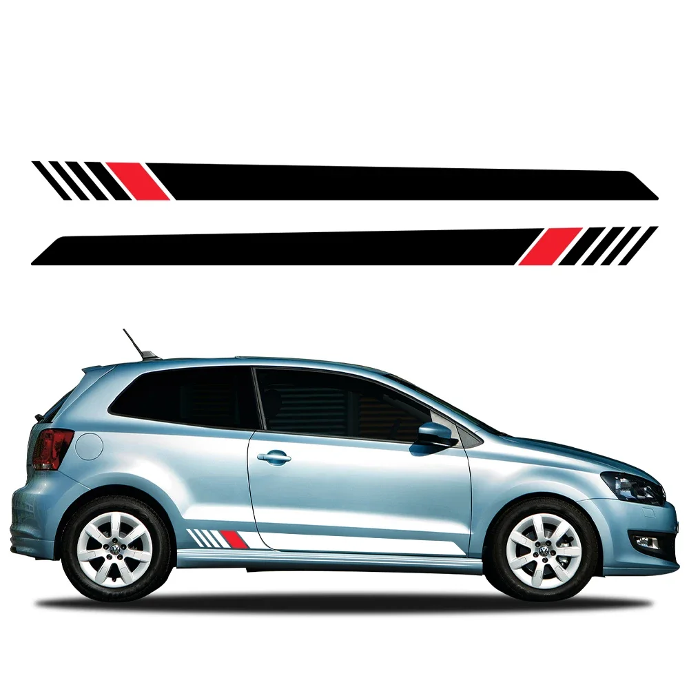 2PCS Racing Style Car Side Stickers Auto Tuning Modification PVC Decals For VW Volkswagen Polo 6R 6C 9N 9N2 9J Car Accessories view 2