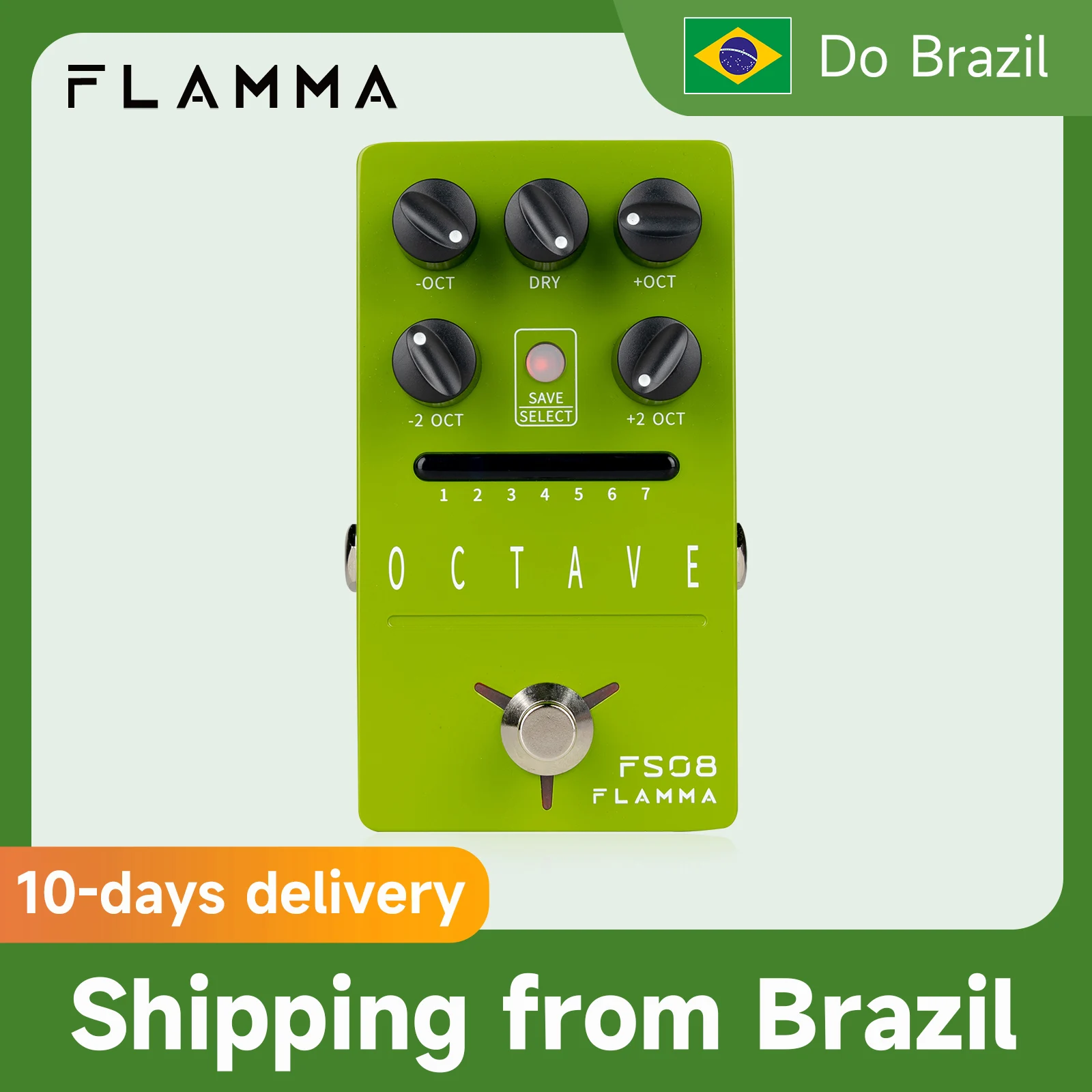 Flamma Fs08 Pedal de Efeitos Oitava de Guitarra Efeitos Oitava Polifônicos 7 Slo - imagem 1
