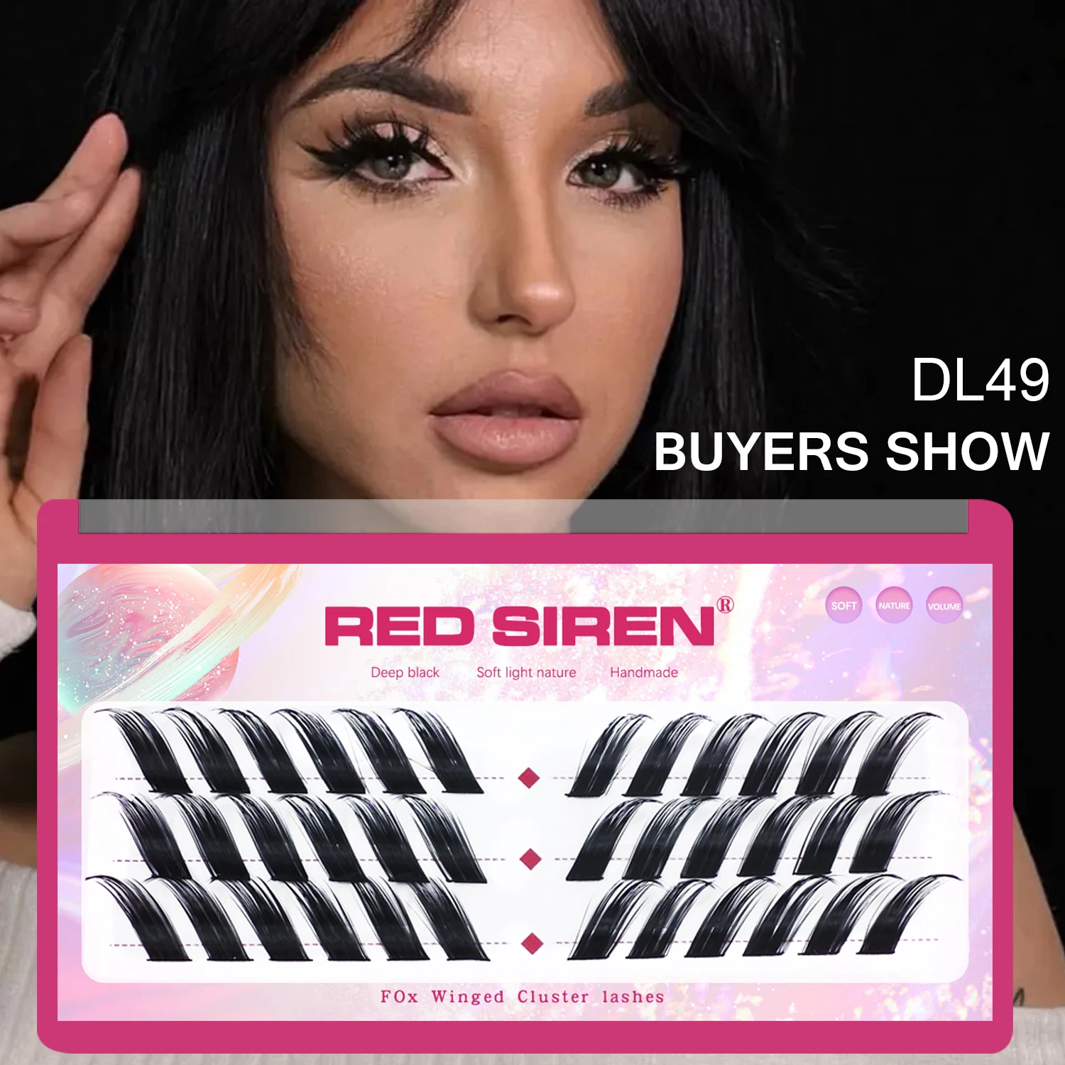 左/右キャットアイまつげエクステ用品 ウィングドクロスフォックスクラスターラッシュ プリストリップ インディビジュアルラッシュ ODM/OEM