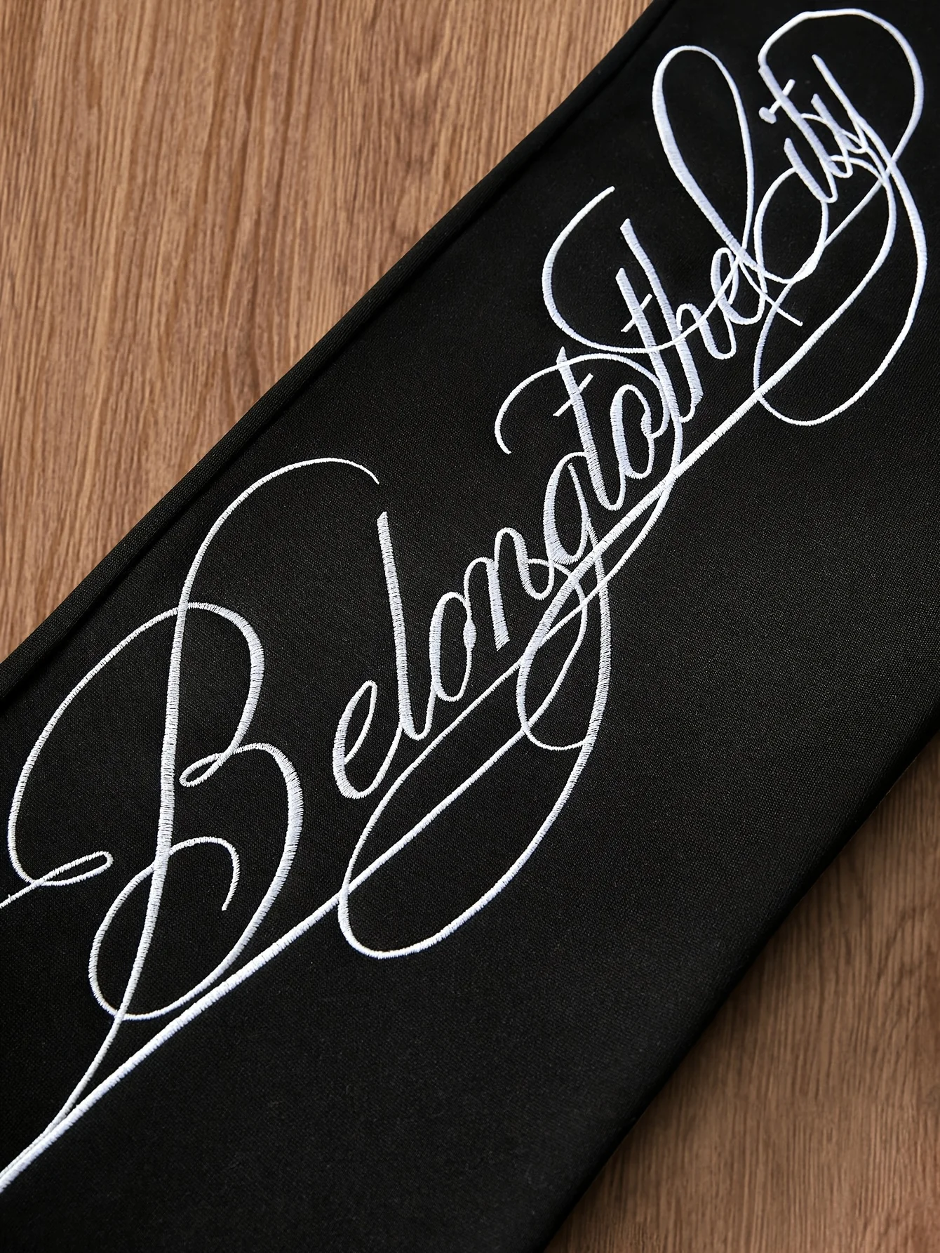 2026 Herren Schwarze Hosen mit Schriftzug, Reine Baumwolle Gerade Geschnittene Hosen, Lässige Jogginghosen mit Elastischem Bund – Detail 9