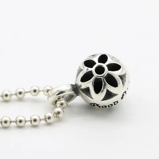 غطاء رأس معلق من الفضة الإسترليني S925، خرزة مستديرة على شكل زهر الكرز، قلادة خرز مستديرة مجوفة عصرية