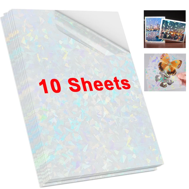 10 arkuszy złamane szkło folia do laminowania na zimno A4 hologram gwiazda kropka samoprzylepna folia papierowa DIY pakiet karta zdjęcie folia do laminowania