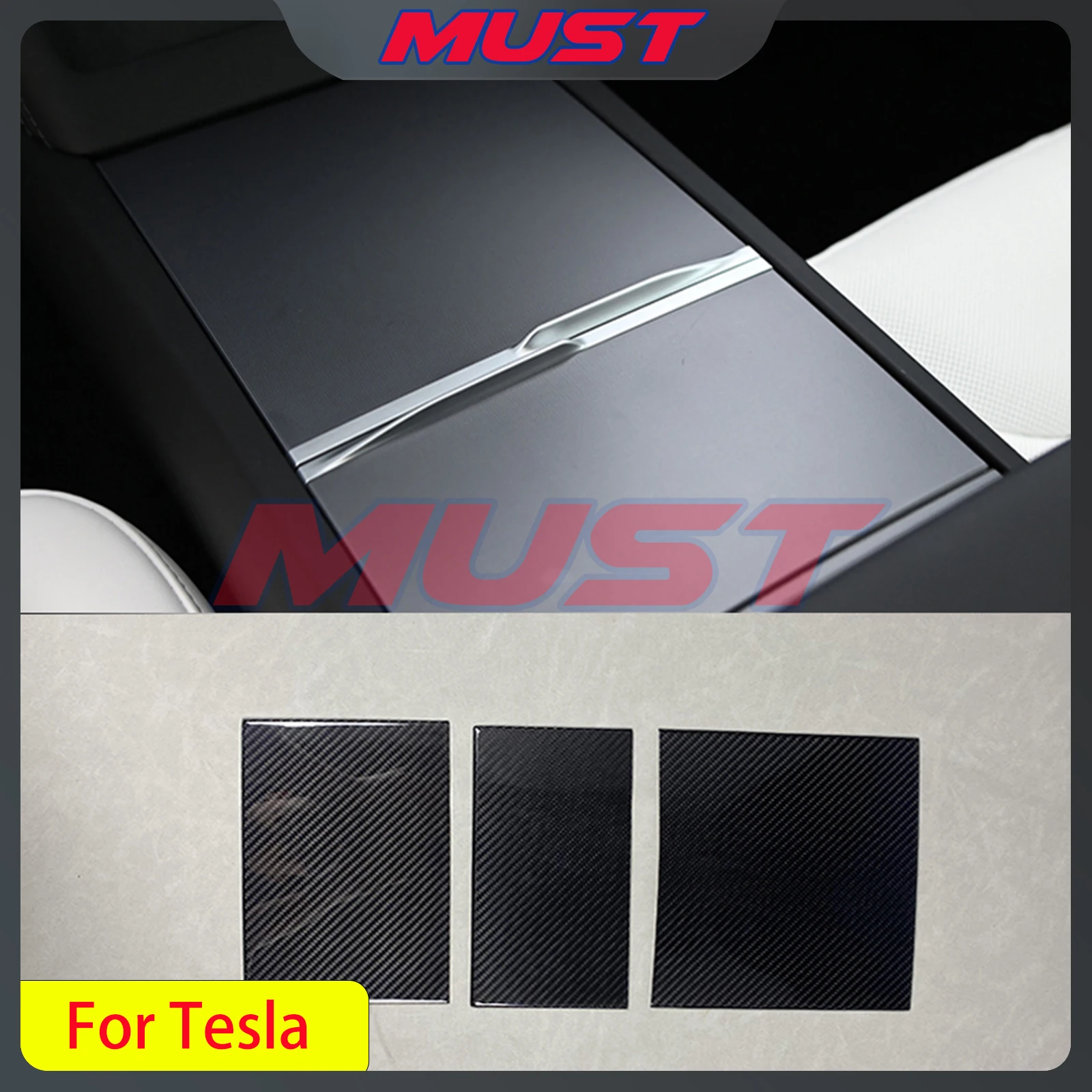 

﻿ twill Carbon Fiber For Tesla Model 3 2024 Car Interior Central Control Storage Box Panel Cover Sticker Trim Protect Accessorie