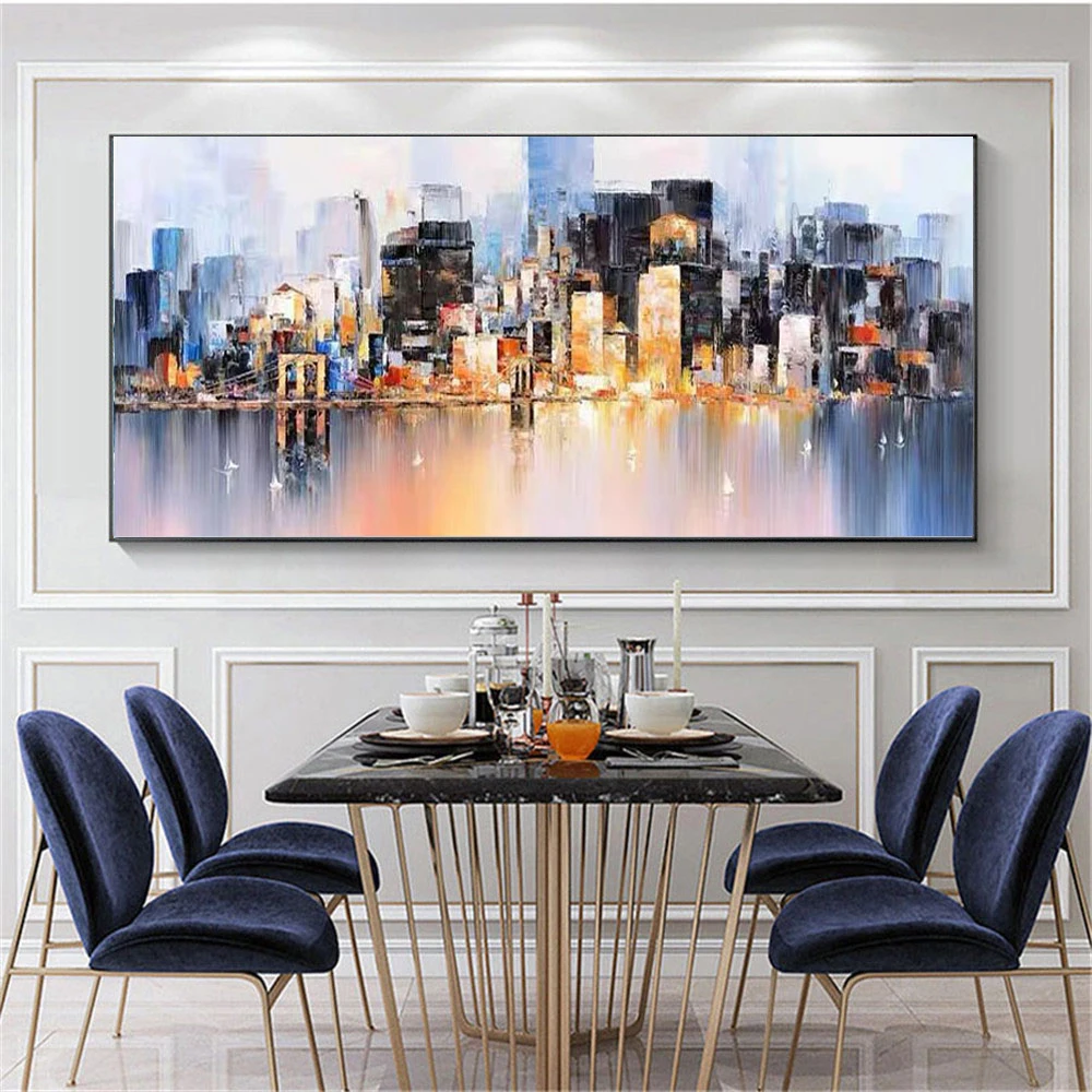 

Современное настенное Искусство Ручная роспись масляная живопись на холсте картина городской пейзаж картины ручной работы масляная живопись для гостиной настенный Декор