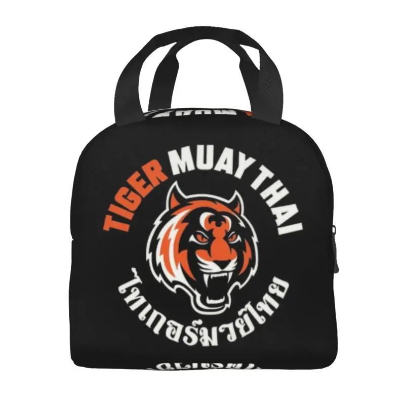 Tiger Muay Thai Insulated Lunch Bag for Women Portable Thailand Boxing Fighter Thermal Cooler Lunch Box Beach Camping Travel