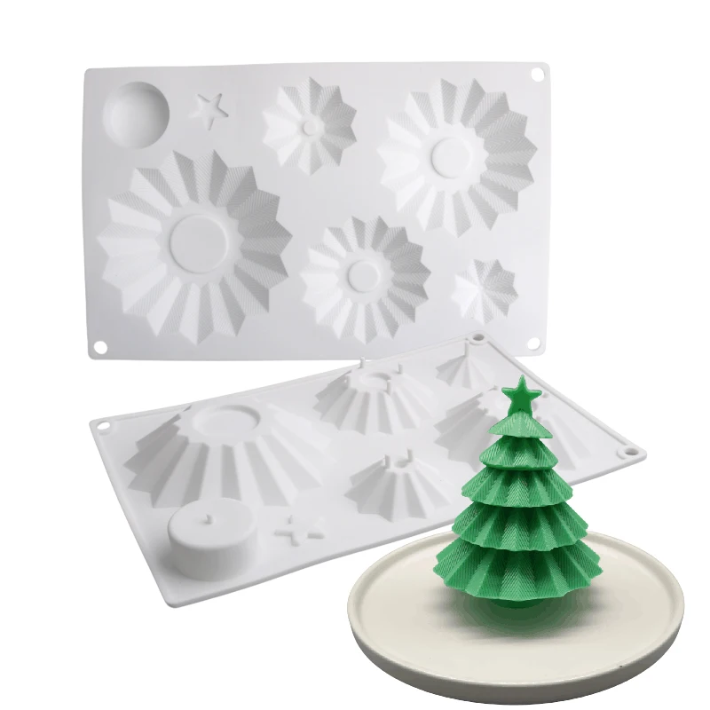 Combined Christmas Tree Design Christmas Dessert Chocolate Mousse Cake Jelly Pudding Silicone Mold Food Grade Baking Tools