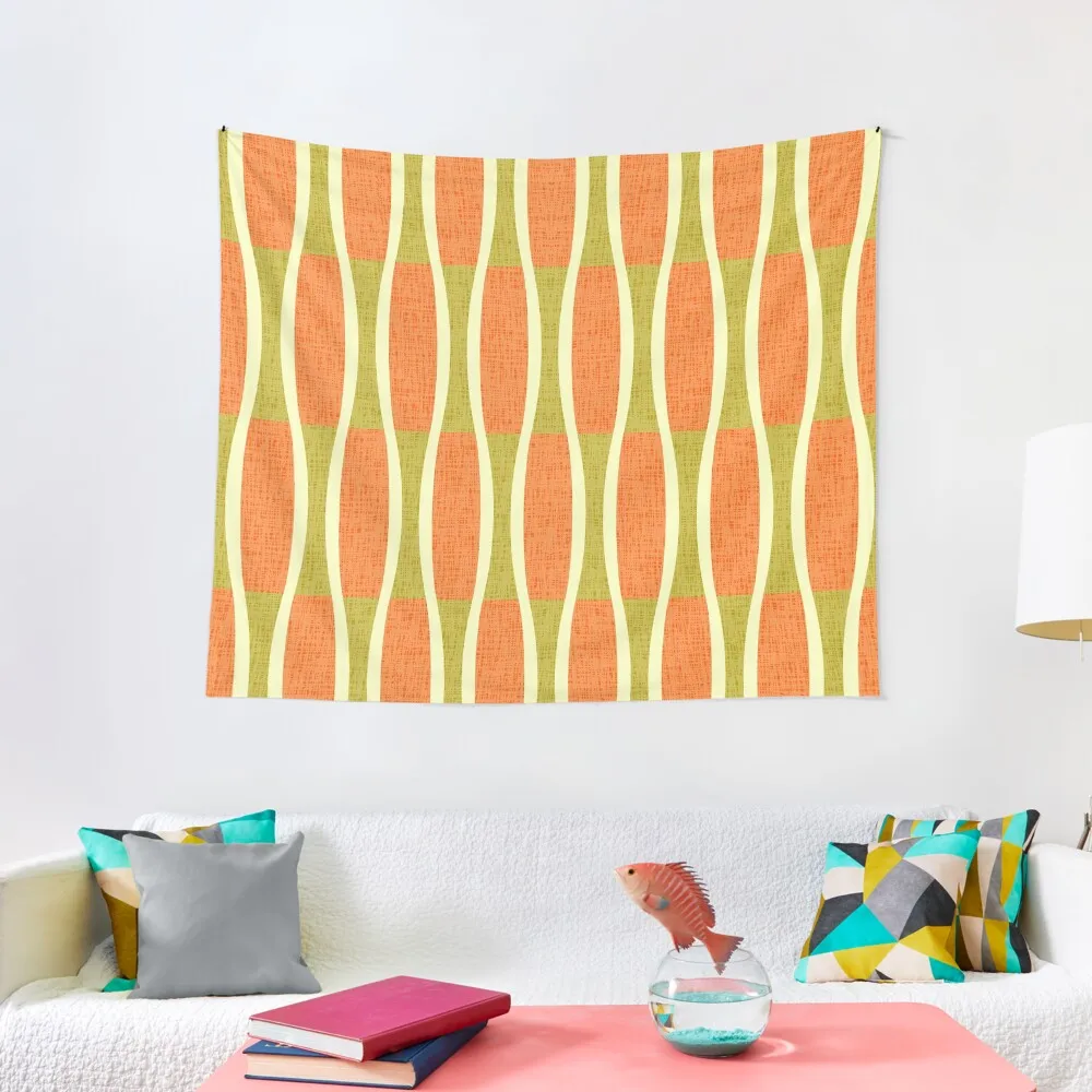 

Retro Tiki Pin Stripes 336 Orange Gold and Beige Tapestry Room Decoration Accessories Room Decor Anime Decor Tapestry