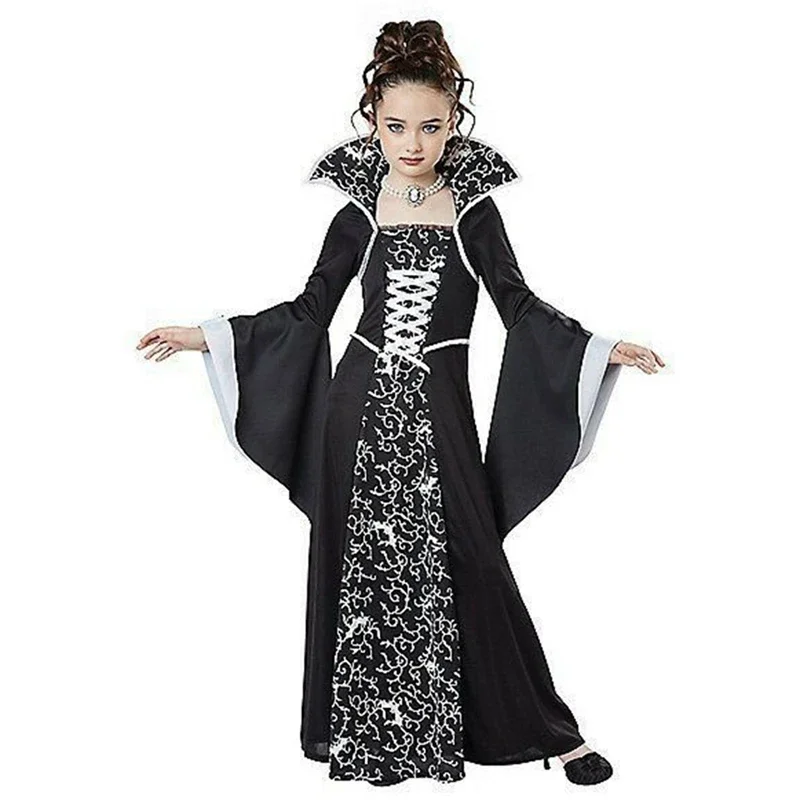 Costume de Cosplay de Vampire pour Fille, Déguisement de Sorcière pour ixd'Halloween, Carnaval, Vêtement pour Enfant