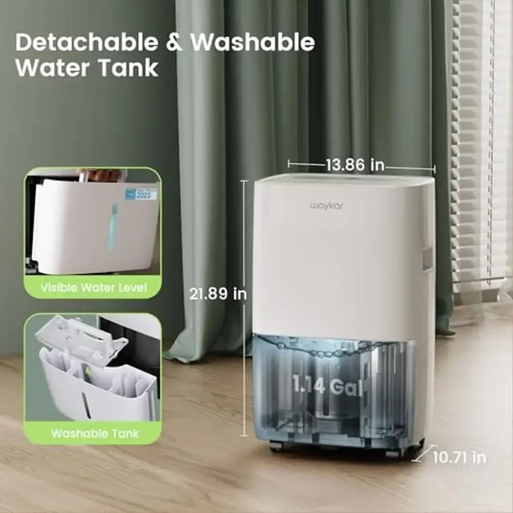 مزيل الرطوبة إنيرجي ستار 120 بنت 6000 مربع. قدم غرف منزلية كبيرة مع لوحة تحكم ذكية لخرطوم الصرف خفيفة الوزن #5