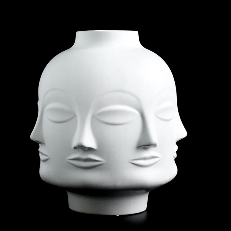 Nordic creative home decoration Face Shape Designs Ceramic Vase Porcelain decoration home corridor vases for flowers White Tools