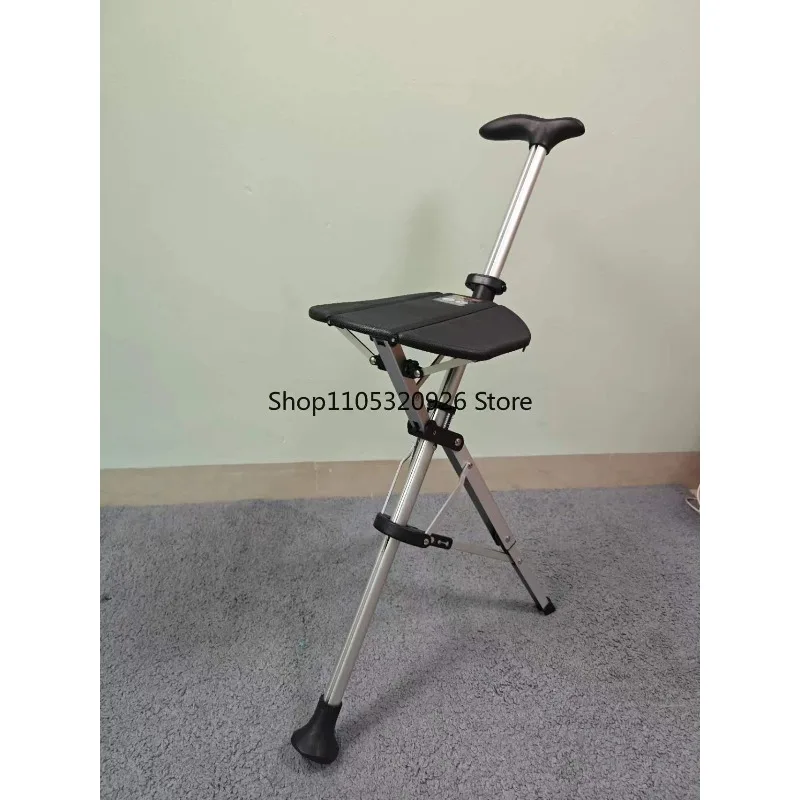 Outdoors Folding Crutch Chair Elderly Rest Hand Stool Light Multifunctional Non Slip Portable Stools Beach Camping Chair