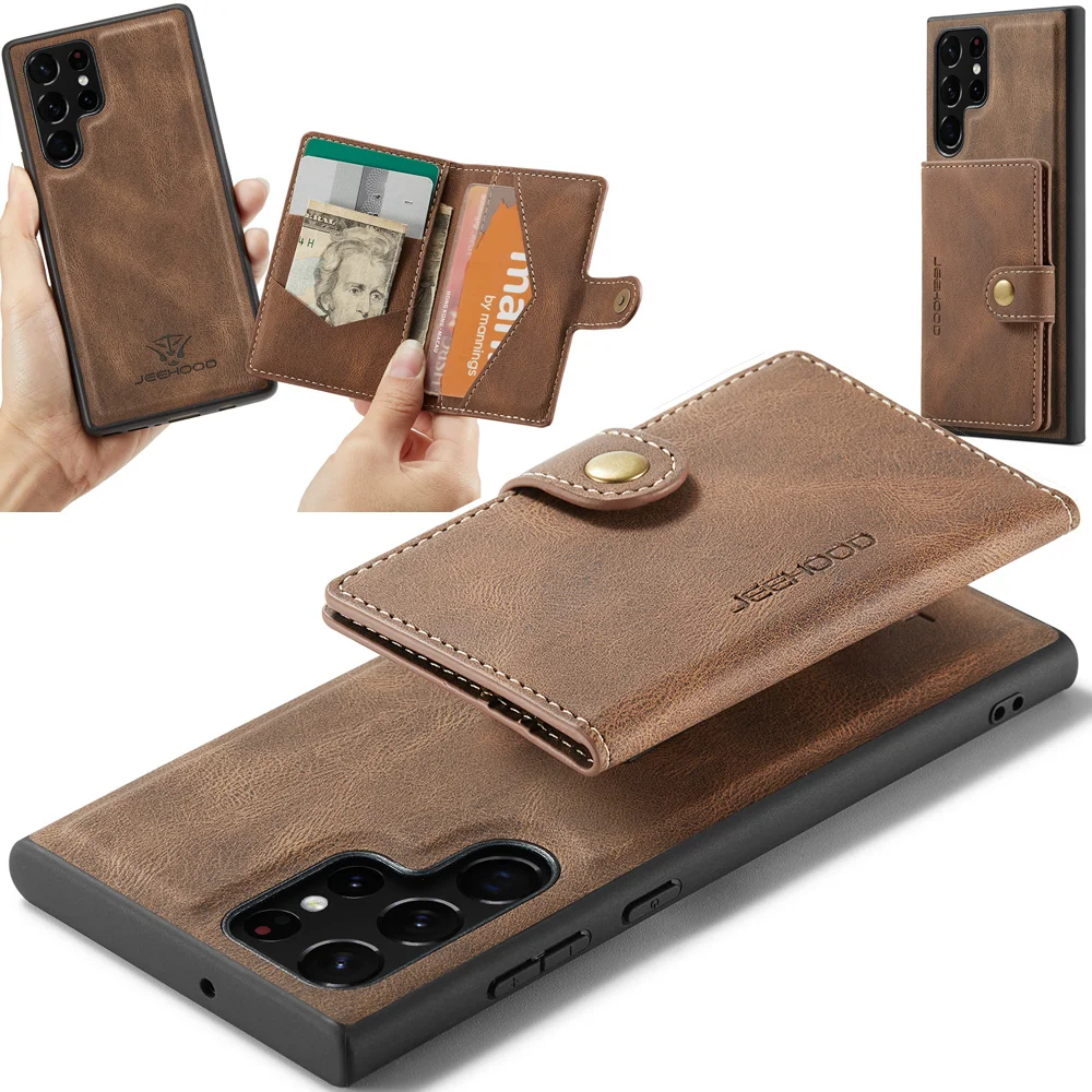 Detachable Magnetic Wallet Leather Case For Samsung Galaxy S20 S21 S22 S23 S24 Ultra Plus FE Removable Card Pocket Cover