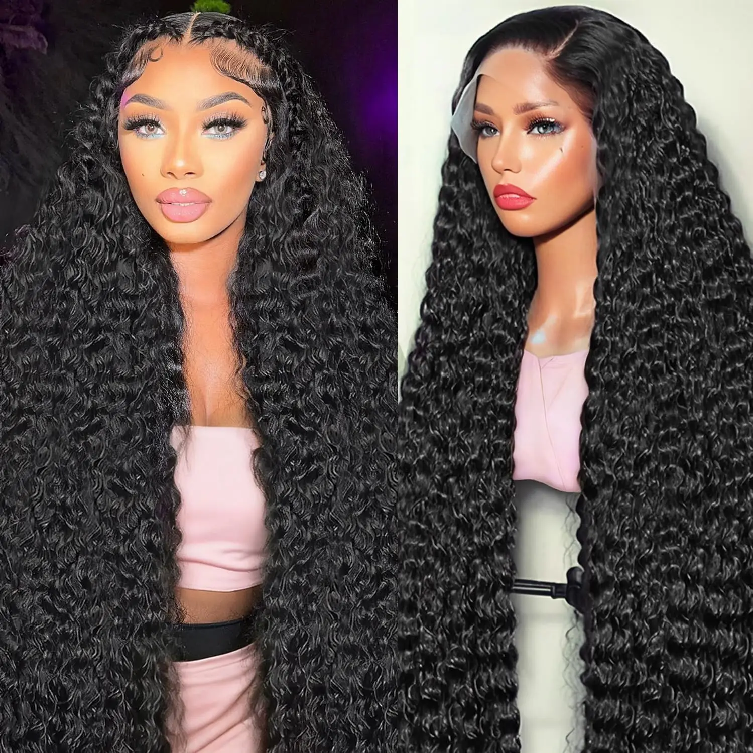 

Парик из натуральных волос 13x6 HD Lace Front, предварительно проработанный, глубокая волна, для чернокожих женщин, 44 дюйма, 250% плотность