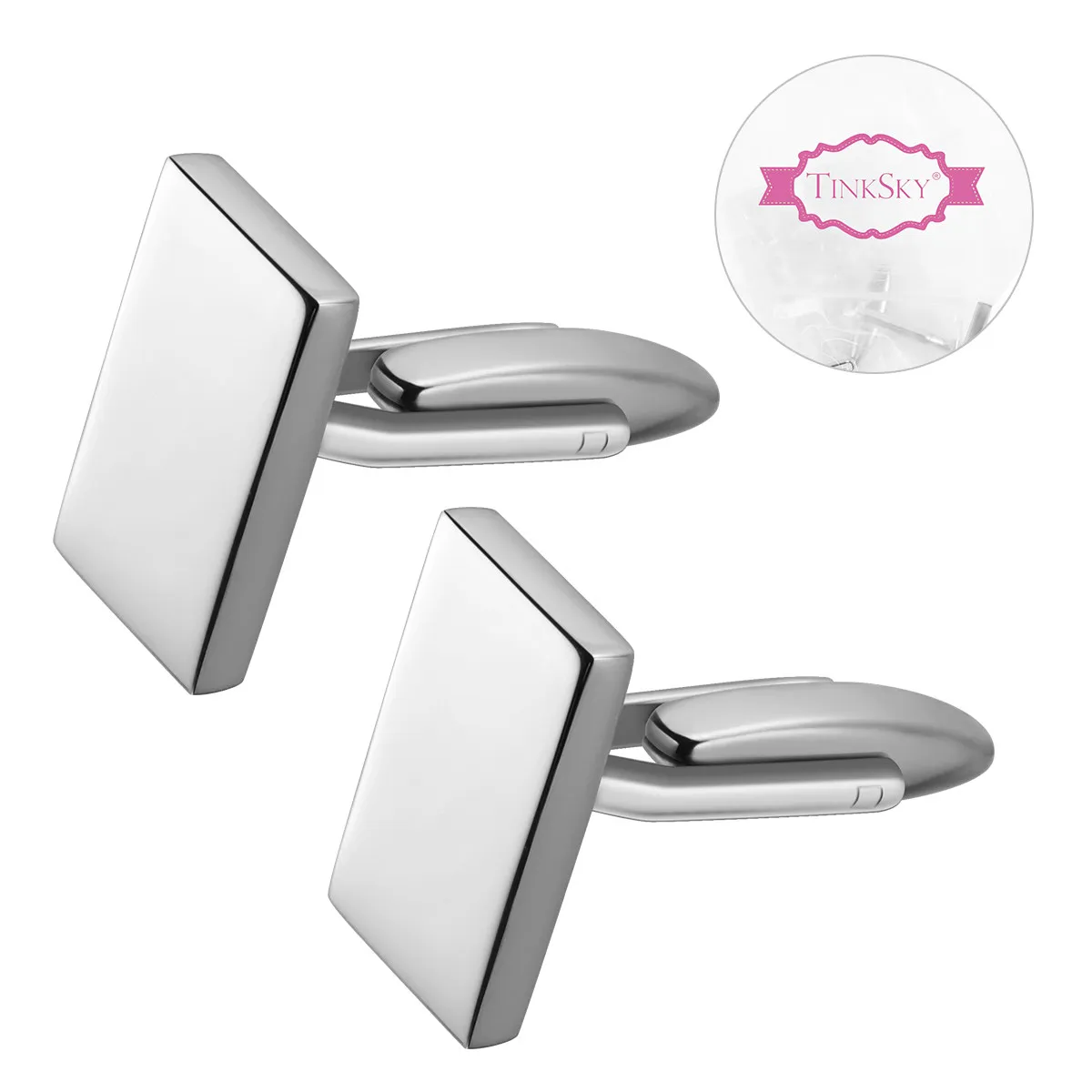 Pair of Metal Cufflinks Men's Stainless Steel Silver Firm Structure Anti-Rust Shirt Sleeve Button Gift for Boyfriend Husband