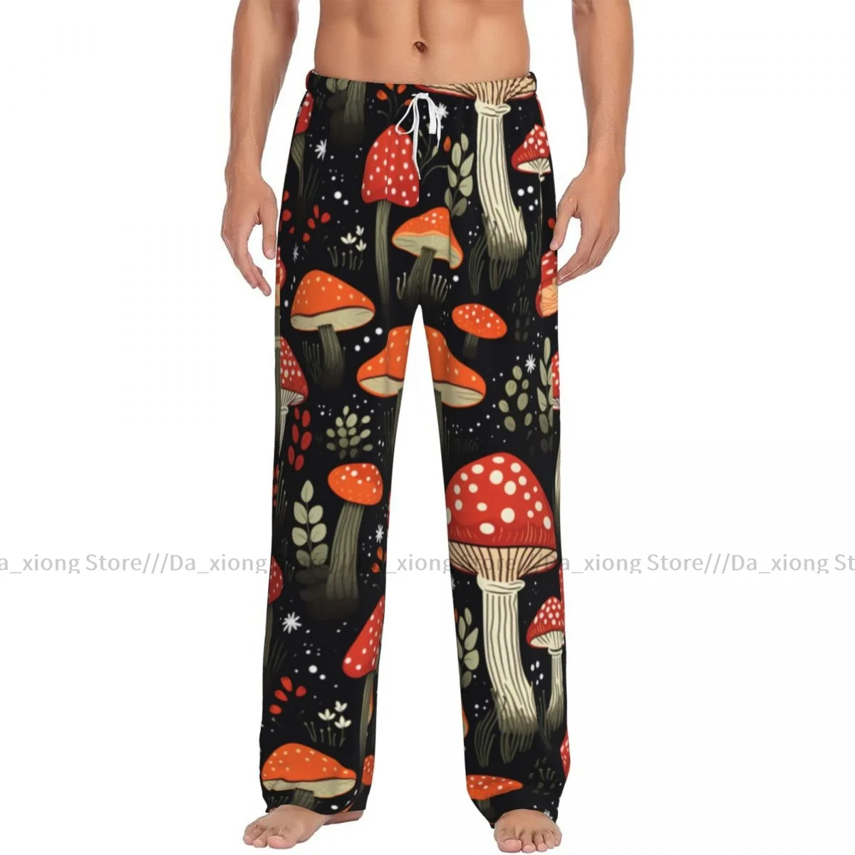 Men's Sleepwear Loose Sleep Pants Pajamas Fly Agaric Mushrooms And Plants Long Lounge Bottoms Casual Homewear