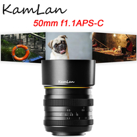 Kamlan 50mm f1.1 APS-C Lens Large Aperture Manual Focus for Canon EOS-M SONY E-Mount Fuji X M4/3 Mirrorless Cameras
