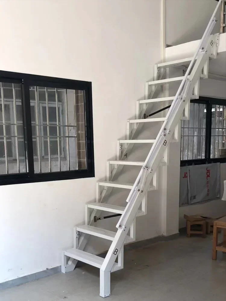 Aluminum alloy wall-mounted stairs Home folding attic Compound outdoor stairs wall-mounted customization