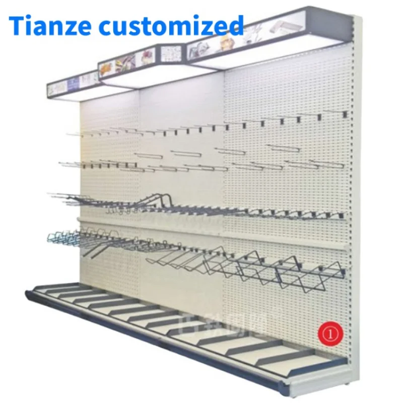 

(customized)High grade liquor store display shelving metal wall mounted glass cabinet wooden wine rack Supermarket Shelves