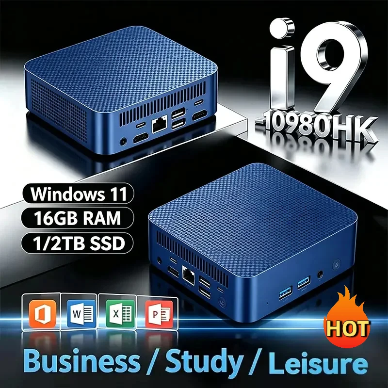 2026 Mini PC Core i9 10980HK Windows 11 Computer 16GB RAM 1TB M.2 SSD Portable Gaming Computer 60Hz 4K HD Mini Desktop PC Gamer