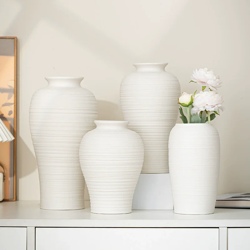 

Ceramic Vases White Round Design Handmade Terracotta Flower Pot Home Decor Christmas Decoration Table Centerpiece