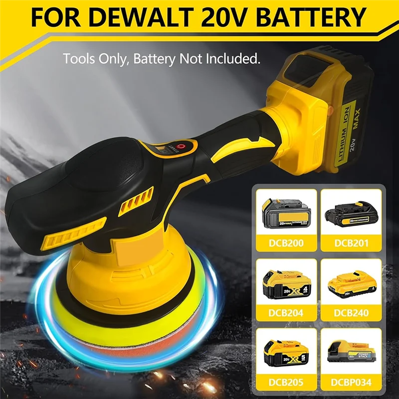 

LICE-Cordless Car Polisher For 20V Battery 8Variable Speed 3500RPM Car Buffer Polisher For Car Detailing Waxing