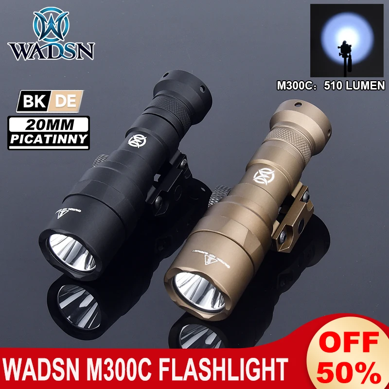 WADSN Tactical M300 M300C Flashlight 510Lumnes High Power MINI Scout Light Set M300c Hunting Weapon Spotlight Constant-on Switch