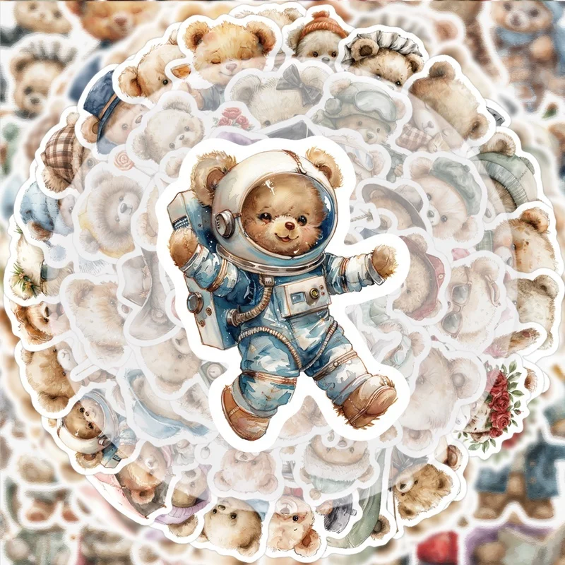 55 Retro Uroczych Naklejek Graffiti z Misiami, Żywe Naklejki, Różne Style Bez Powtórzeń, Odpowiednie na Butelki z Wodą, Laptopy, Walizki, Deskorolki, Gitary, Dekoracje na Imprezy