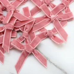 (50 Pcs/pack) 5x5cm Velvet Bow Flesh Pink Colourful Ribbon Bows Small Size Polyester Satin Ribbon Bow Flower Craft Decoration