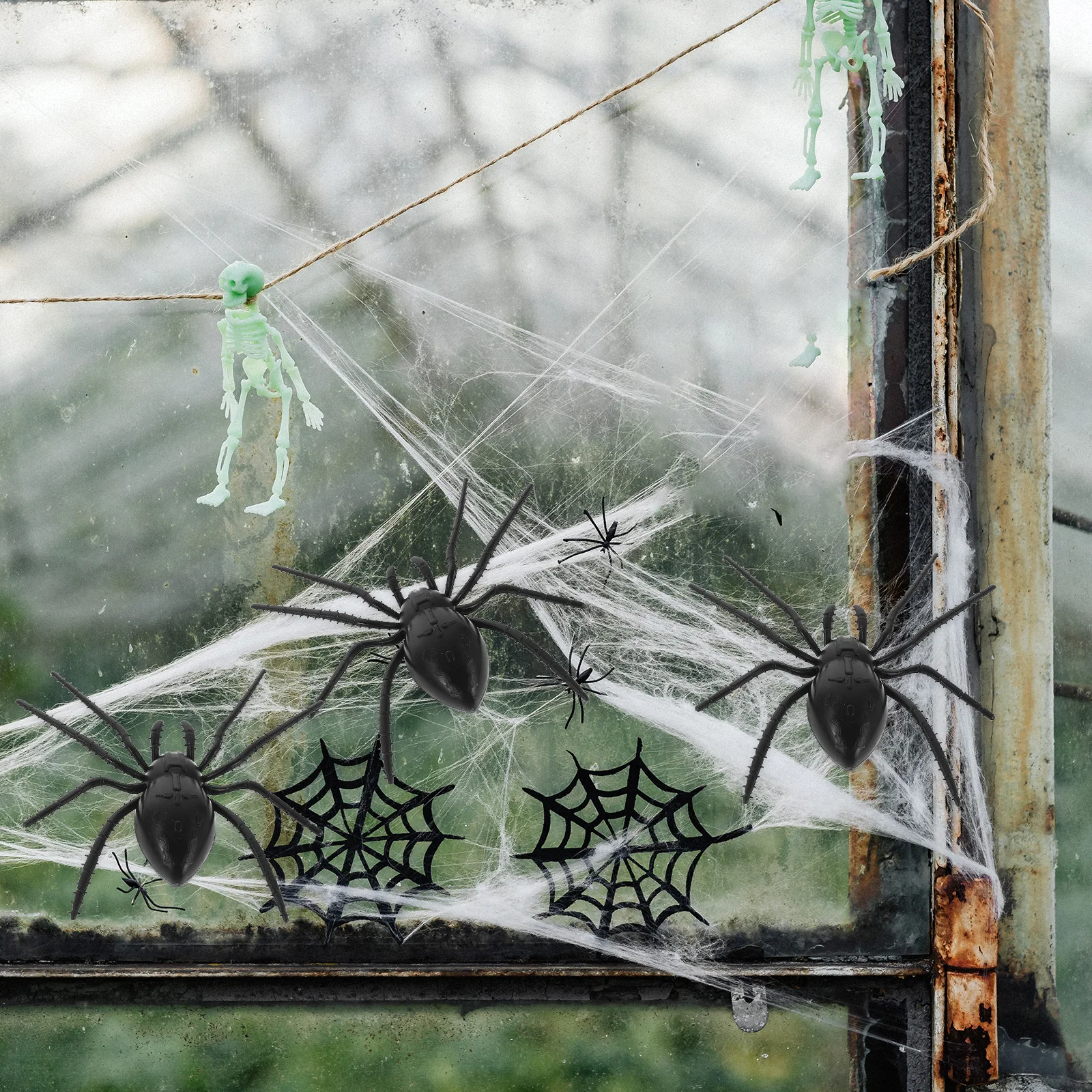 

20pcs Decoration Black Plastic Realistic Scare Fun Halloween Surprise Large Fake Spider Props For Party Decorations Escape Room