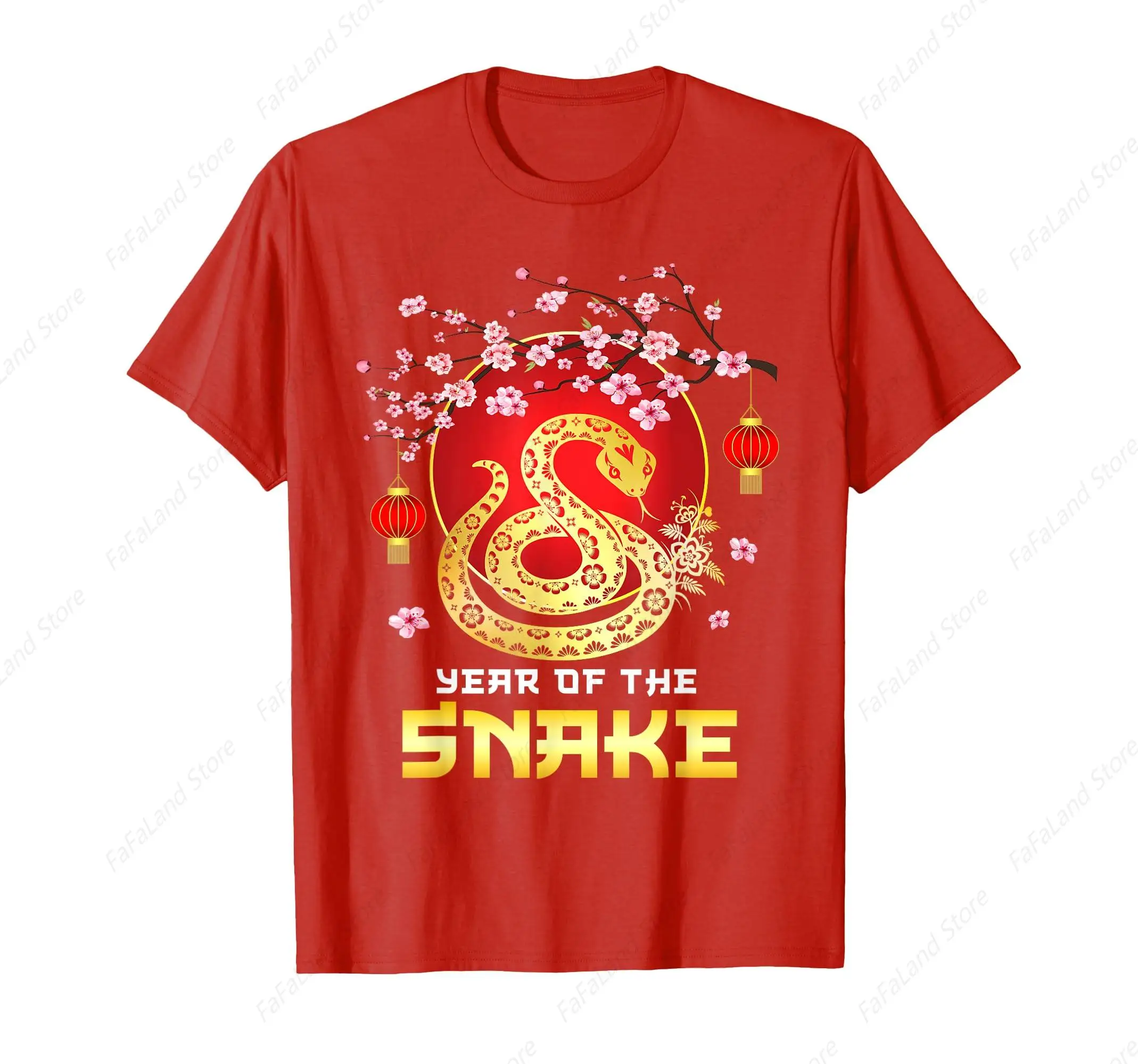 Amazing Year of the Snake 2025 Chinese New Year Zodiac Snake T-Shirt for Men Women Cotton Top Tee Red