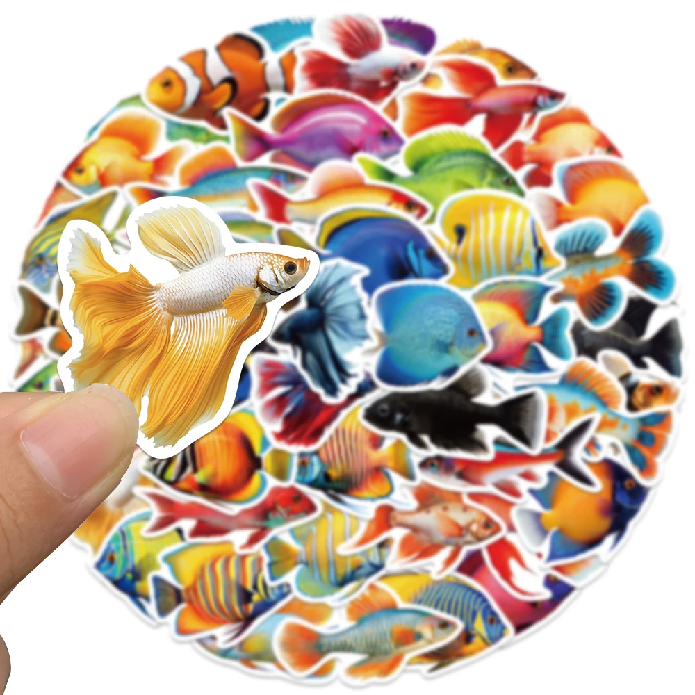 Autocollants de poisson de dessin animé mignon, décalcomanies esthétiques pour ordinateur portable, planche à roulettes, valise, scrapbooking,