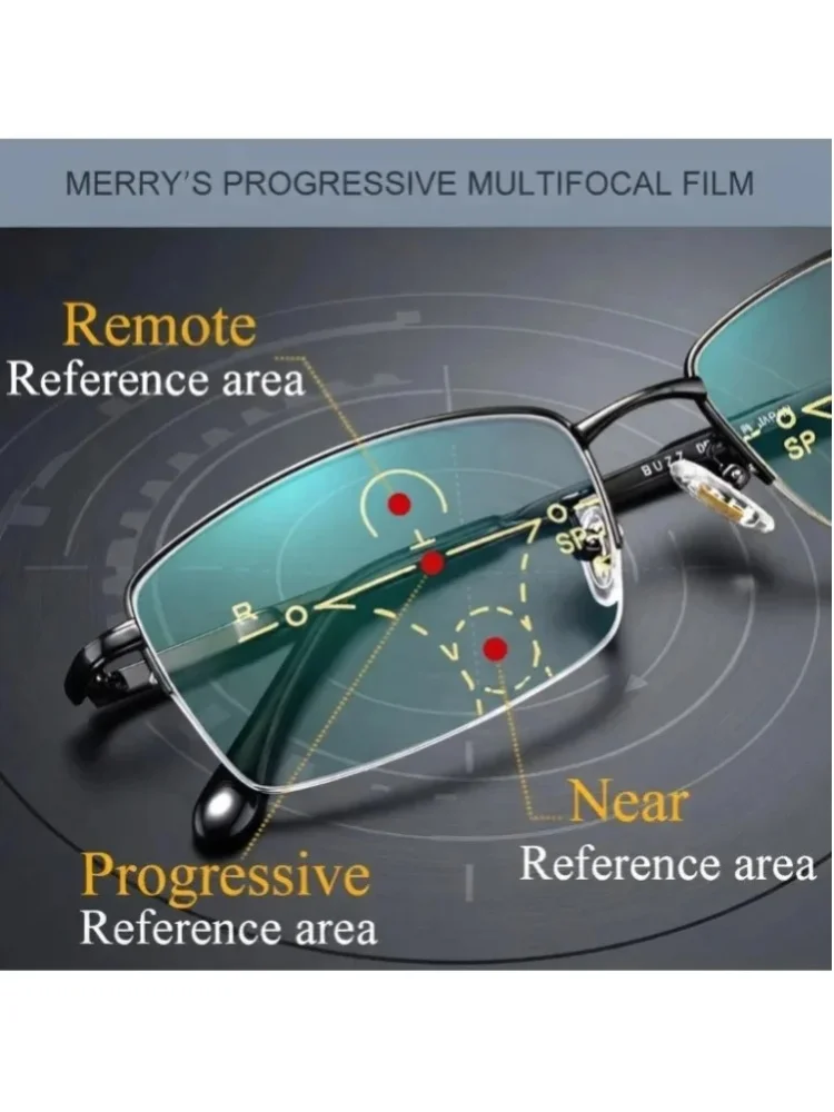 Titanium Progressive Multifokus-Lesebrille mit Blaulichtfilter und Anti-Ermüdungs-Metallrahmen