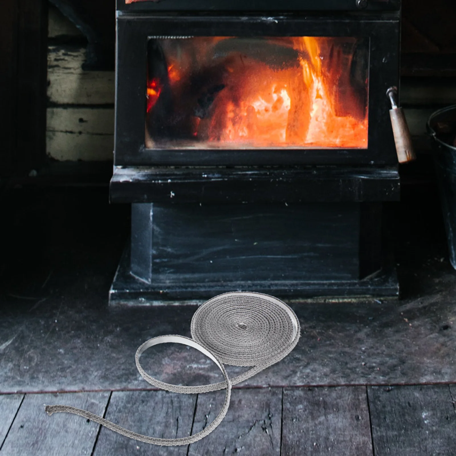 

Self Adhesive Wood Stove Door Gasket Fiberglass Rope Seal High Temp Resistant Easy Install for Fireplace Chimney Inserts
