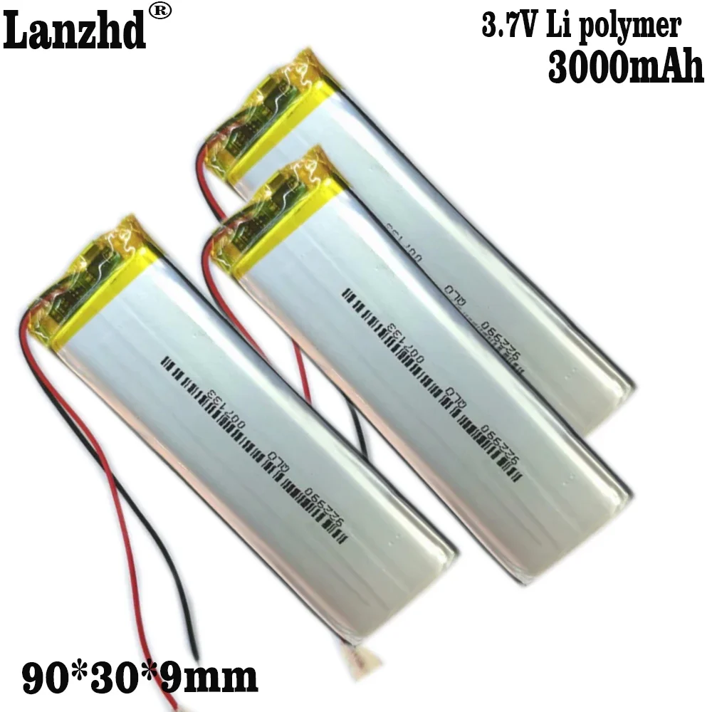 1-12pcs 903090 3.7V lithium polymer battery 3000mah DIY mobile emergency power charging treasure battery for GPS mp3 mp4 mp5