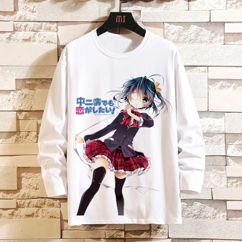 เกมอนิเมะชูนิบิวยังต้องตกหลุมรักผู้ชายและผู้หญิงเสื้อยืดแขนยาวนกน้อยทัวร์ริกก้าอุปกรณ์ต่อพ่วงสองมิติ