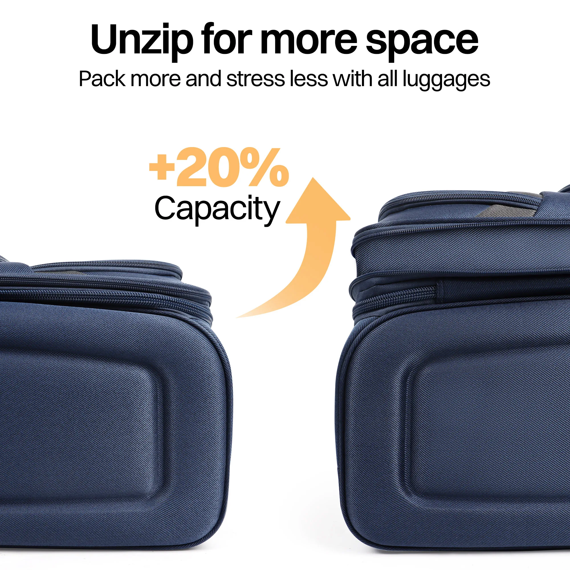 Expandable Luggage Set 2 Piece Softshell Suitcase 20inch Carry-on Luggage & 28inch Checked Luggage for Travel or Business