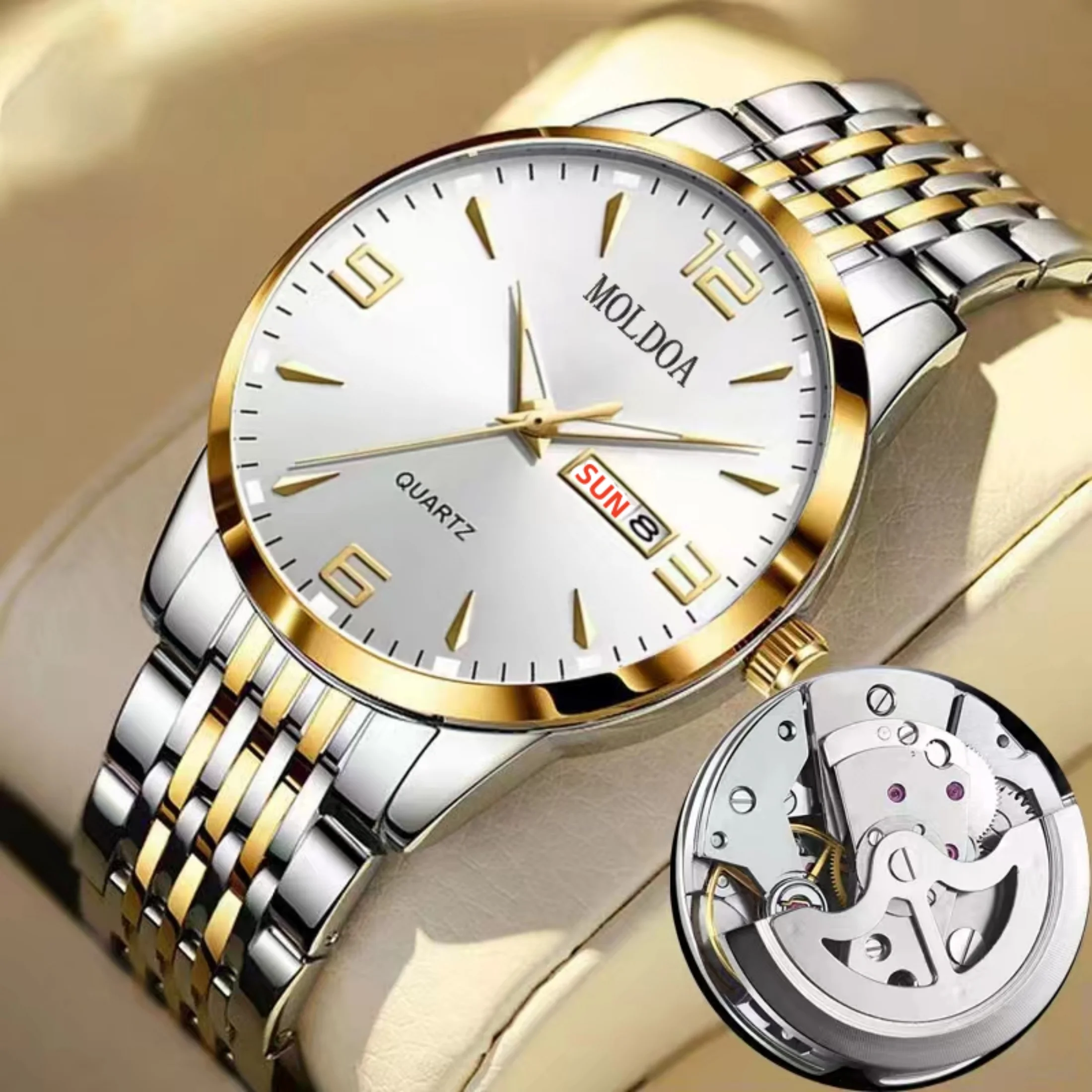 

Luxury Men Quartz Watch Waterproof Date Week Luminous Wristwatch Stainless Steel Men's Watches Male Clock Sports Reloj 4359