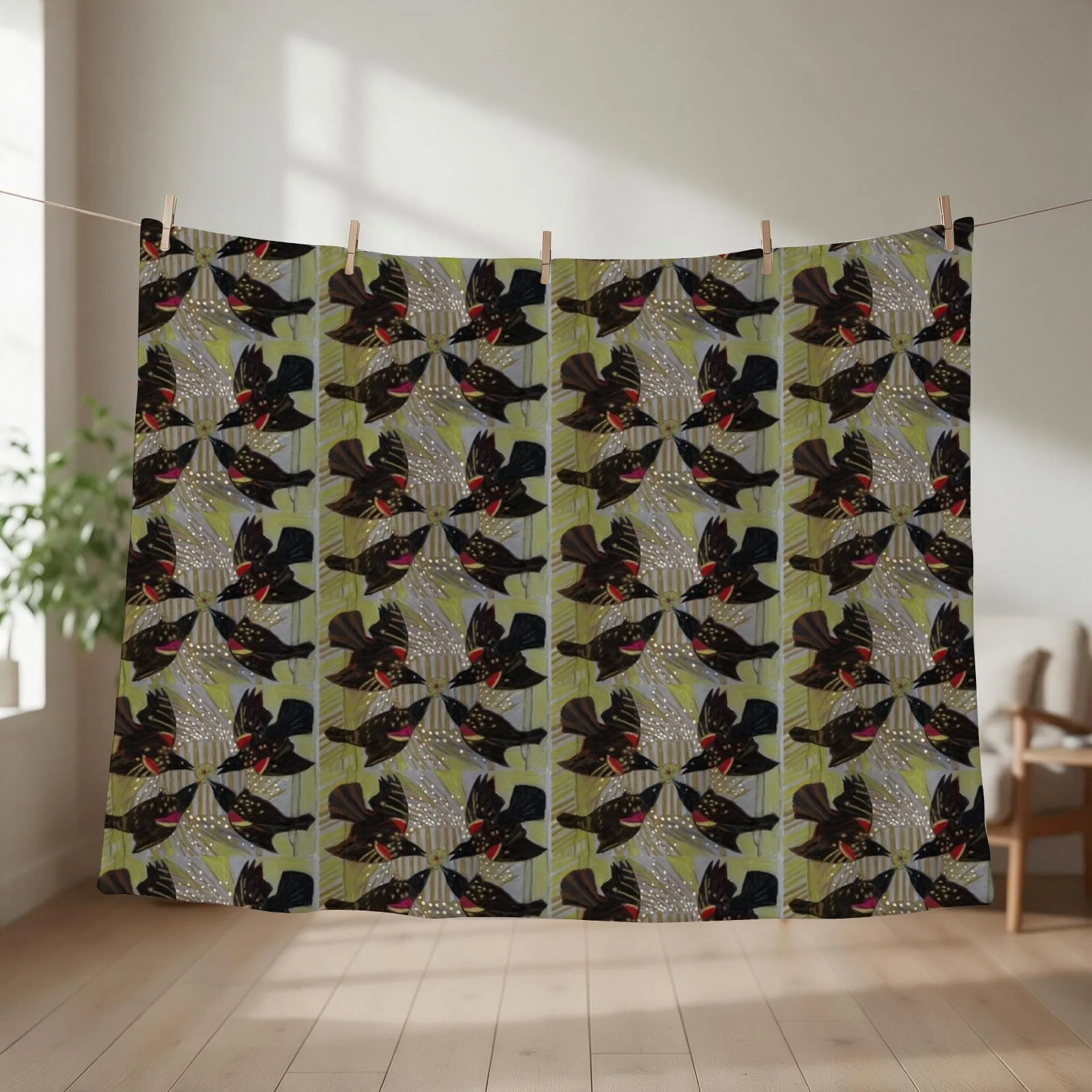 Four Calling Birds Throw Blanket couch cozy soft plush fuzzy picnic outdoor blanket