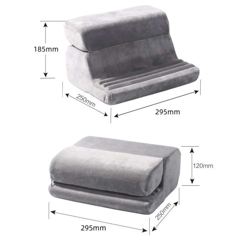 2-in-1 Tablet Pillow Stand for Lap Foldable Multi-angle Adjustment Bed Sofa Phone Holder Soft with Side Pocket