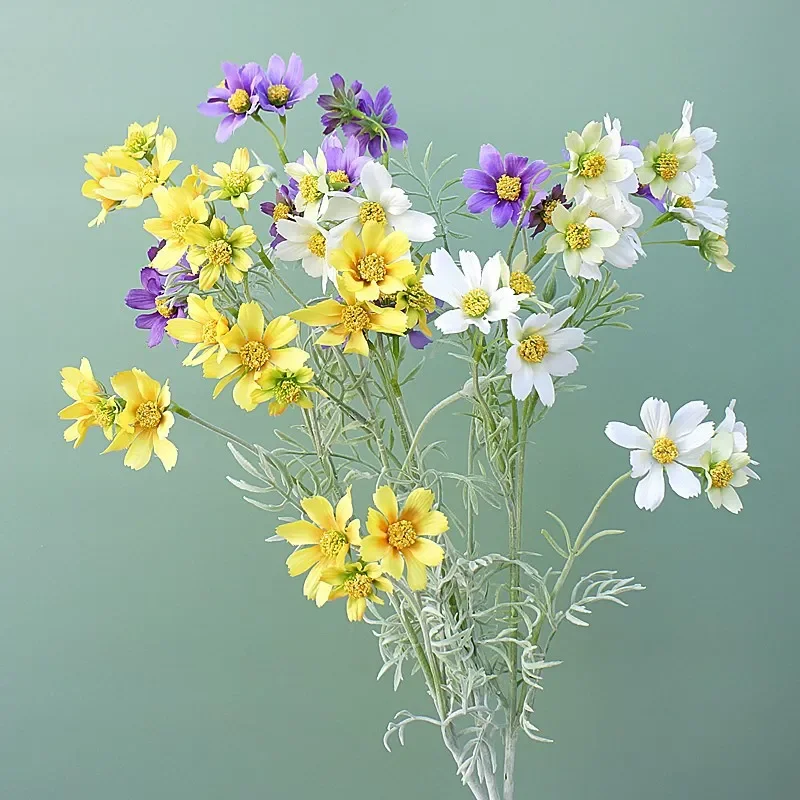 

6pcs Luxury Cosmos Gesang Long Branch White Artificial Silk Flowers Home Table Room Decor Party Wedding Decoration Flores