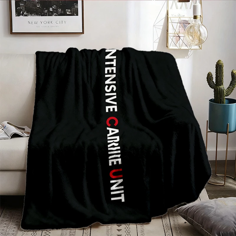 ICU Nurse Flannel Blanket, Intensive Care Unit Flannel Throw for Work, Nurse Cozy Blanket