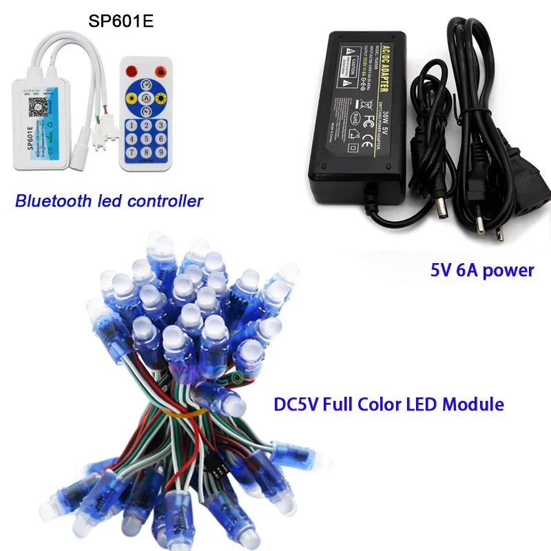 

5V DC 50 Pcs WS2811 IC RGB Pixel LED Module Light Full Color IP68,Pixels RGB led strip Controller,5V 6A led power Supply Adapter