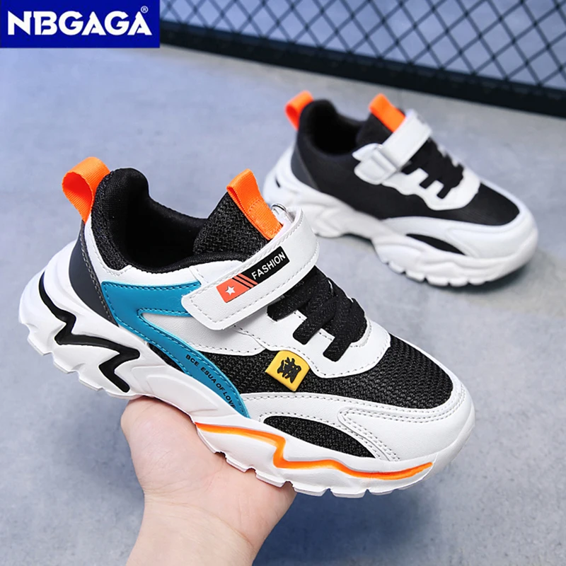 Kid Sneakers Sport Shoes for Boys Fashion Leather Children Breathable Mesh Comfort Shoes Casual Walking Outdoor Running Shoes