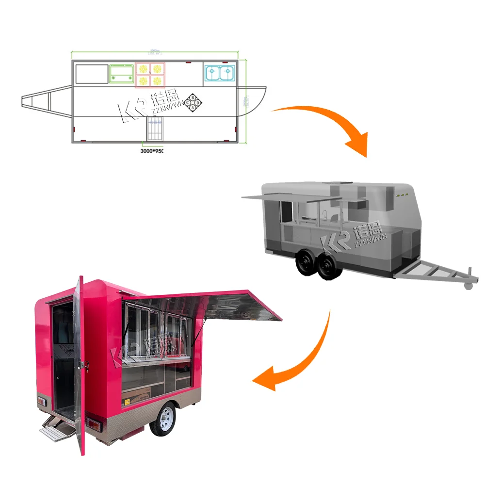 Konzessionen-Food-Anhänger, Straßenrestaurant, maßgeschneiderte Küchengeräte, Konzessionen-Food-Truck, Catering-Anhänger, komplett ausgestattet